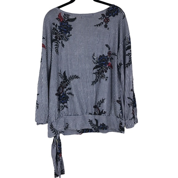 Love & Legend Plus SZ 1X Drop Waist Tie Front Tunic Top Blouse w/Floral Print - Picture 2 of 9